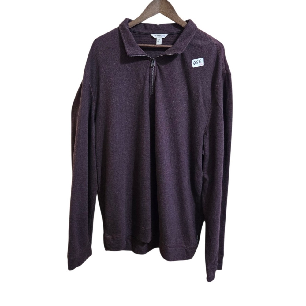 Calvin Klein Men's Polo Size XXL Longsleeve Plum Purple Cotton Blend CK 90s